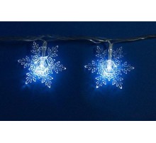 Гирлянда светодиодная  с контр. "Снежинки-1"  ULD-S0700-050/DTA WHITE IP20 SNOWFLAKES-1   50 диодов, 7 м, белая,IP20, шнур прозр.  07930  Uniel