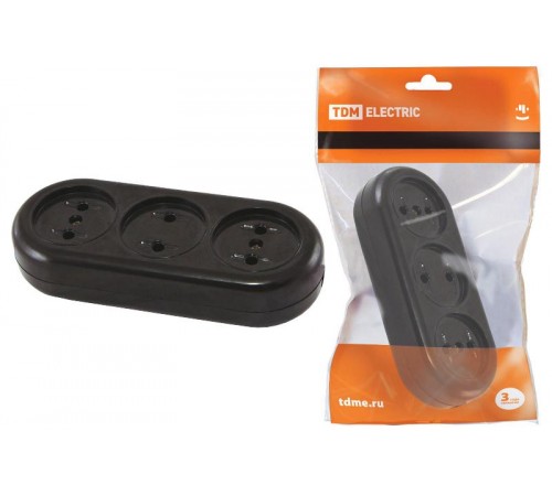 Розеточная колодка 3 гнезда 2П 16А макс. "Ретро" 250B (карболит)  SQ1806-0104  TDM