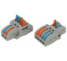 Клемма  NO-225-406 проходная разветвительная 222-4124 с рычагами 2/4 полюса 0.08-2.5/4 мм2 (упаковка 20 шт.)  Б0067950  ЭРА