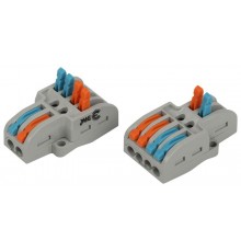 Клемма  NO-225-457 проходная разветвительная 222-4124 с рычагами 2/4 полюса 0.08-2.5/4 мм2 (упаковка 1 шт.)  Б0067962  ЭРА