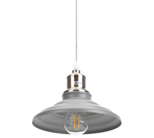 Светильник подвесной PL4 GR/SN металл, E27, max 60W, d203 мм, шагрень серый/сатин никель  Б0037448  ЭРА