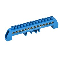 Шина "N" нулевая в комбинированном синем изоляторе на DIN-рейку 8x12 мм 14 групп  11-2319  REXANT