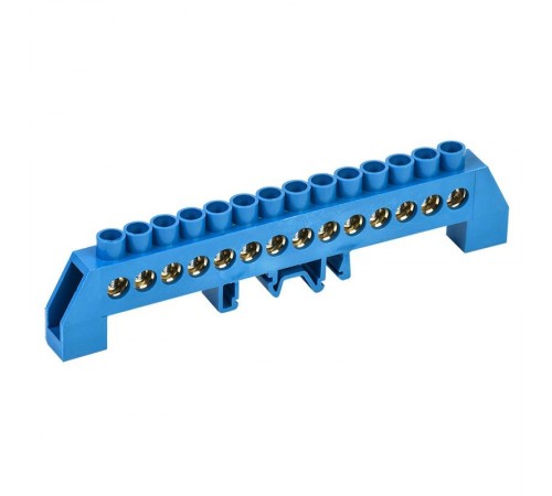 Шина "N" нулевая в комбинированном синем изоляторе на DIN-рейку 8x12 мм 14 групп  11-2319  REXANT