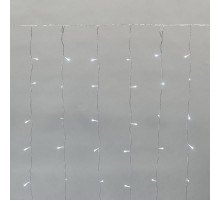 Дождь (занавес) 2х3м, прозрачный ПВХ, IP44, мерцающий Flashing, 300LED Белые, 15 нитей, 20LED/нить  235-555  NEON-NIGHT