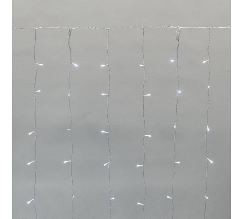 Дождь (занавес) 2х1,5м, прозрачный ПВХ, IP44, мерцающий Flashing, 150LED Белые, 15 нитей, 10LED/нить  235-515  NEON-NIGHT