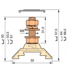 Клемма HD70/22.F8.31.1 1шпилька  1SNA295401R2300  TE