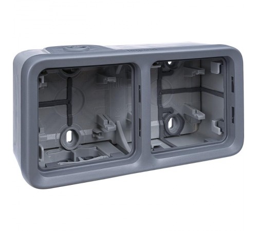 Plexo Серый Коробка 2-ая для наружного монтажа горизонтальная IP55  069672  Legrand