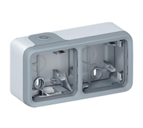 Plexo Серый Коробка 2-ая для наружного монтажа горизонтальная IP55  069672  Legrand