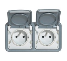 Plexo Серый Коробка 2-ая для наружного монтажа горизонтальная IP55  069672  Legrand