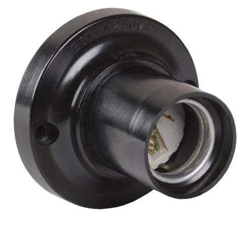 Патрон потолочный карболитовый Е27 черный, индивидуальный пакет Пкб27-04-К21  EPK12-04-02-K01  IEK