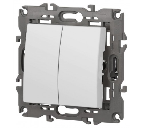 14-1106-01 Переключатель двойной, 10АХ-250В, IP20, Эра Elegance, белый  Б0034243  ЭРА