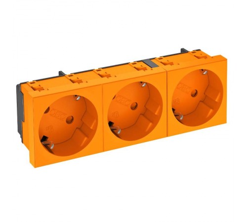 Розетка тройная 33° с з/к, 250 В, 16A (оранжевый) (STD-D3 ROR3)  6120124  OBO Bettermann
