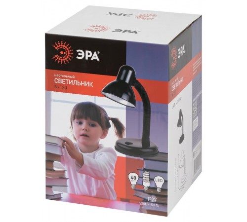 Светильник настольный на основании N-120 40Вт ЛН/КЛЛ Е27 черный  C0041453  ЭРА