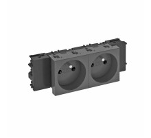 Розетка двойная 0° Modul45connect франц. стандарт, 250 В, 16A (черный) (STD-F0C SWGR2)  6120560  OBO Bettermann