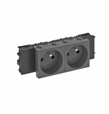 Розетка двойная 0° Modul45connect франц. стандарт, 250 В, 16A (черный) (STD-F0C SWGR2)  6120560  OBO Bettermann