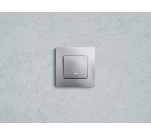 Etika Алюминий Выключатель 1-клавишный с подсветкой/индикацией, автозажимные клеммы, 10 AX, 250 В  672403  Legrand