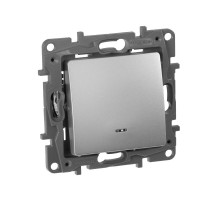 Etika Алюминий Выключатель 1-клавишный с подсветкой/индикацией, автозажимные клеммы, 10 AX, 250 В  672403  Legrand