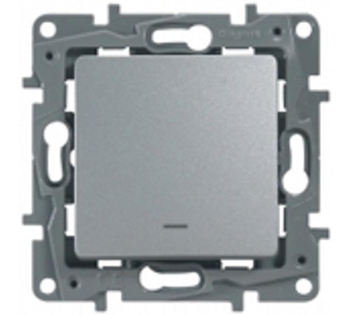 Etika Алюминий Выключатель 1-клавишный с подсветкой/индикацией, автозажимные клеммы, 10 AX, 250 В  672403  Legrand