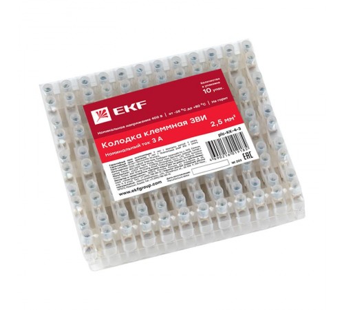 Клеммная колодка полиэтилен 0,5-2,5(4) мм2 3А 12 секций (уп. 10 шт.) EKF  plc-KK-4-3  EKF
