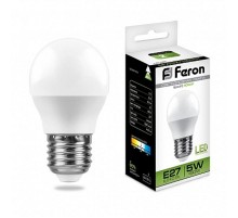 Лампа светодиодная LB-38 (5W) 230V E27 4000K G45  25405  FERON
