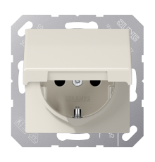 Штепсельная розетка SCHUKO 16A 250V~ с крышкой; слоновая кость  AS1520BFKL  Jung