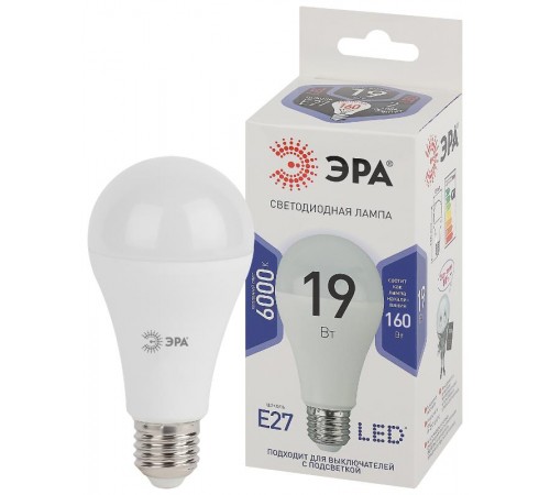 Лампа светодиодная LED 19Вт Е27 6000К A65-19W-860-E27  Б0031704  ЭРА