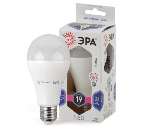 Лампа светодиодная LED 19Вт Е27 6000К A65-19W-860-E27  Б0031704  ЭРА