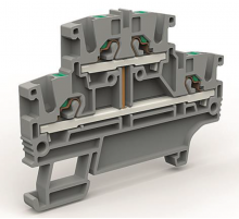 Двухярусная клемма с объединенными ярусами на 2,5 кв.мм  ZEFD210GR  DKC