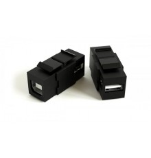 KJ1-USB-A-B2-BK Вставка формата Keystone Jack с проходным адаптером USB 2.0 (Type A-B), ROHS, черная  251215  Hyperline
