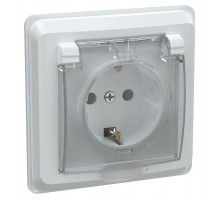 ВЕГА белый Розетка 1-местная с/з со шторками с крышкой 16А РСбш10-3-ВБ IP44  ERV16-K01-16-DM  GENERICA