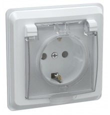 ВЕГА белый Розетка 1-местная с/з со шторками с крышкой 16А РСбш10-3-ВБ IP44  ERV16-K01-16-DM  GENERICA