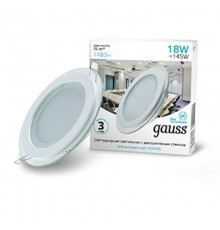 Светильник светодиодный встраиваемый круглый с декоративным стеклом 18W 4000K 1/20  947111218  Gauss
