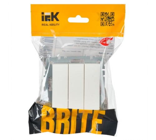 BRITE Выключатель 3-клавишный 10А ВС10-3-0-БрБ белый  BR-V30-0-10-K01  IEK
