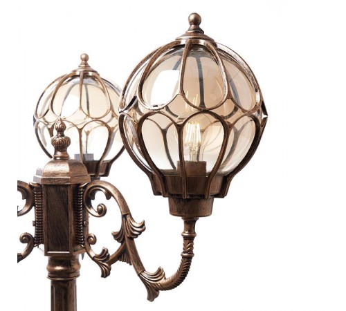 Светильник садово-парковый PL3809 3*60W 230V E27 600*600*2310мм черное золото (столб 2,29M)  11390  FERON