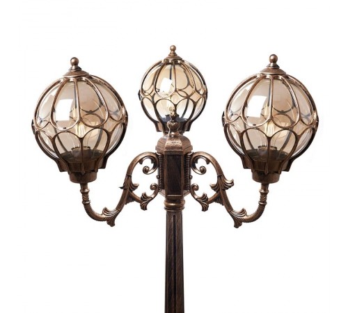 Светильник садово-парковый PL3809 3*60W 230V E27 600*600*2310мм черное золото (столб 2,29M)  11390  FERON