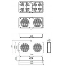 Модуль TFAB-T2FR-RAL7035 вентиляторный потолочный с 2-мя вентиляторами  451715  Hyperline