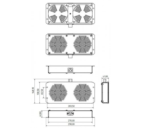 Модуль TFAB-T2FR-RAL7035 вентиляторный потолочный с 2-мя вентиляторами  451715  Hyperline