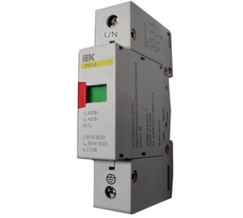 Ограничитель импульсного перенапряжения ОПС1-B 1Р In=30kA Un=400B Im=60kA  MOP20-1-B  IEK