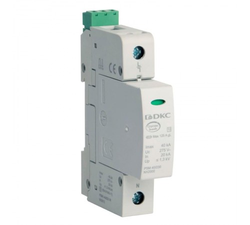 Ограничитель импульсных перенапряжений УЗИП, класс II, 1-полюсный, L-N, 40кА (8  NX2012  DKC