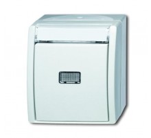 Кнопка 1-клавишная, НО контакт, с 2-мя независимыми сигнальными контактами, IP44, ерия ocean цвет альп. белый  1484-0-0378   2CKA001484A0378  ABB