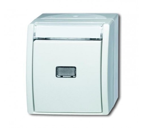 Кнопка 1-клавишная, НО контакт, с 2-мя независимыми сигнальными контактами, IP44, ерия ocean цвет альп. белый  1484-0-0378   2CKA001484A0378  ABB