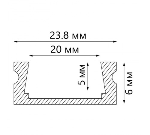 Профиль алюминиевый для светодиодной ленты накладной широкий, серебро CAB263  2м ( в комплекте 2 заглушки, 4 крепежа)  10277  FERON