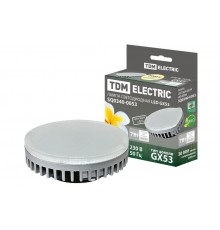 Лампа светодиодная LED 7Вт GX53 220В 3000К GX53 таблетка (плоский цилиндр)  SQ0340-0053  TDM