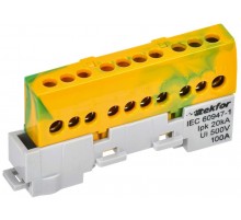 TEKFOR Шина PE "земля" изолированная на универсальном держателе 6х9-10-ЖЗ  TF-NN10-10-KL-K52  IEK