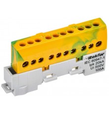 TEKFOR Шина PE "земля" изолированная на универсальном держателе 6х9-10-ЖЗ  TF-NN10-10-KL-K52  IEK