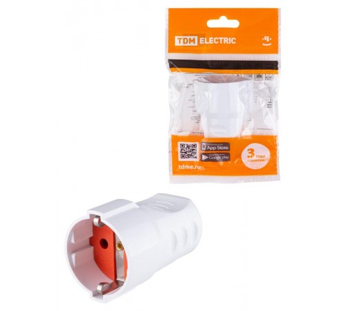 Кабельная розетка рифленая 2П+З 16А 250B белая  SQ1806-0211  TDM