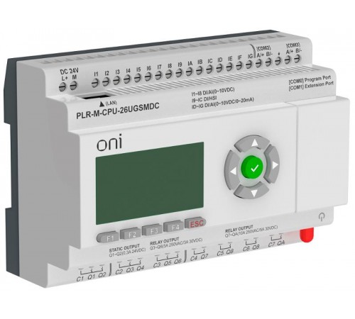 Микро ПЛК PLR-M. CPU с GSM DI16/DO08(R)/02(T) 24В DC ONI  PLR-M-CPU-26UGSMDC  ONI