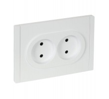 FORTE&PIANO Розетка 2-я без заземления, со шторками безвинтовое крепление 10А FP225 белый  FP-R23-10-1-K01  IEK
