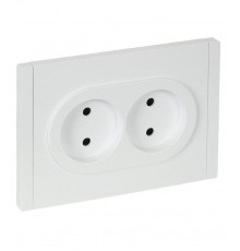 FORTE&PIANO Розетка 2-я без заземления, со шторками безвинтовое крепление 10А FP225 белый  FP-R23-10-1-K01  IEK