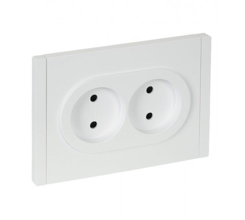 FORTE&PIANO Розетка 2-я без заземления, со шторками безвинтовое крепление 10А FP225 белый  FP-R23-10-1-K01  IEK